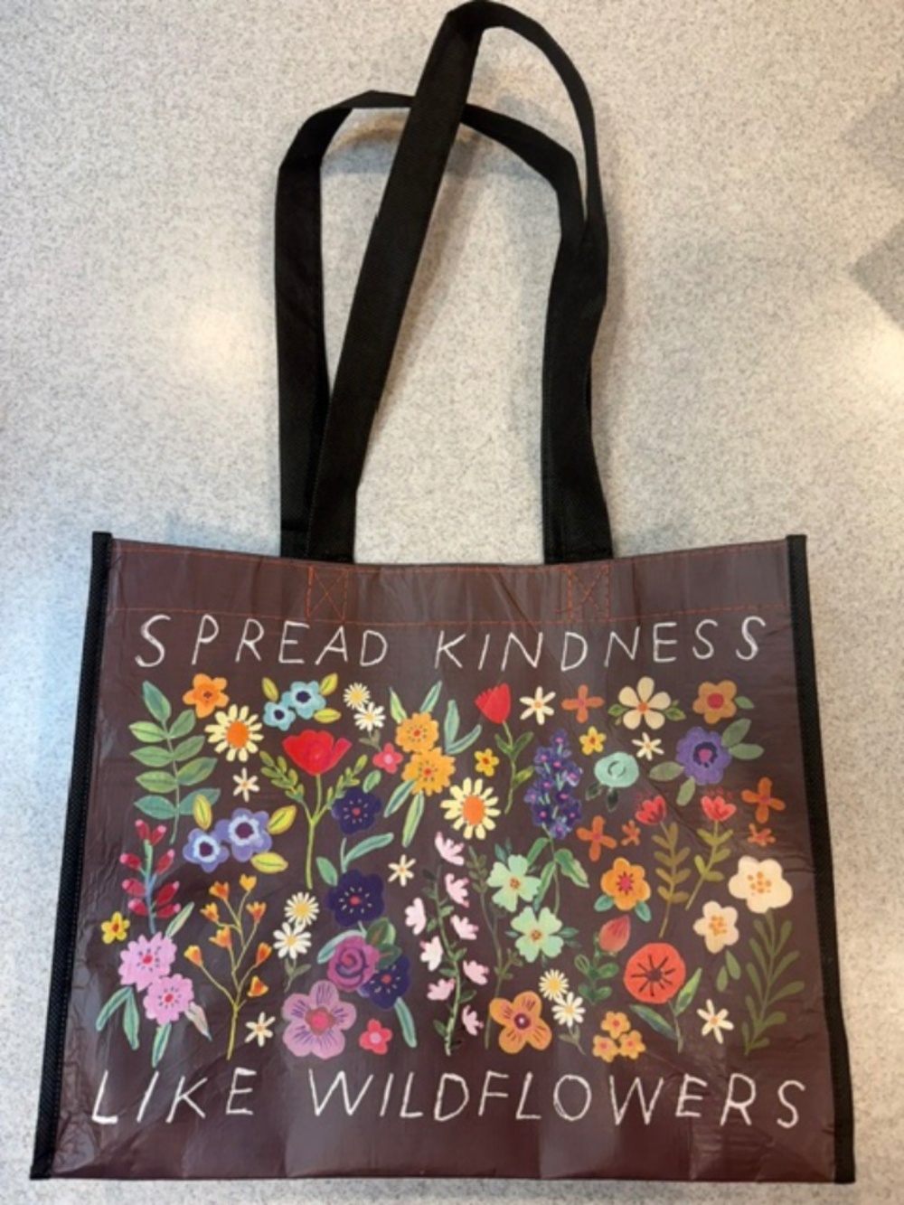Reusable Tote Bag Spread Kindness Sz M STRONG Made from Recycled Water Bottles